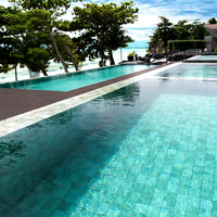 Mosaïque en porcelaine aspect marbre vert de Bali, antidérapante, 4'x4', carrelage pour piscine, pour usage extérieur dans les supermarchés