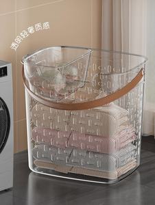 Panier de tri <span class=keywords><strong>à</strong></span> <span class=keywords><strong>linge</strong></span> en plastique PET durable <span class=keywords><strong>à</strong></span> 2 sections avec poignées <span class=keywords><strong>Bac</strong></span> de rangement portable au design moderne pour usage domestique - Product Image 2