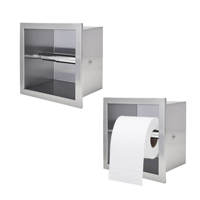 Support de papier toilette encastré sur mesure OEM en acier inoxydable SUS304, boîte à rouleaux de papier intégrée, fabrication en tôle