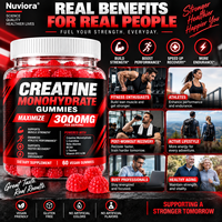 Gummies de créatine monohydrate en vrac, directement de l'usine, pour hommes et femmes, 3000 mg, 60 unités, améliore les performances athlétiques*, saveur framboise, végétalien