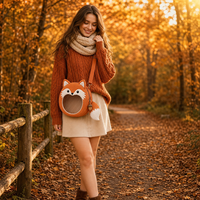 Sac personnalisé en forme de renard Ita, style rétro automne forêt, sac à main en peluche, texture fausse fourrure, breloque en forme de gland, sac messager confortable pour les amateurs de saison