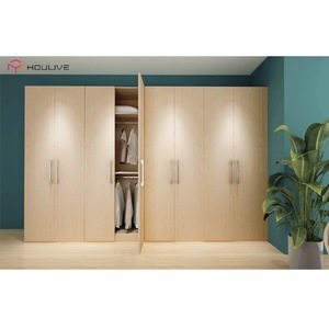 Armoire de chambre à coucher en mélamine couleur bois, belle couleur, pour projets d'appartements - Product Image 3