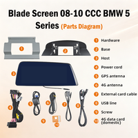 Pantalla de Navegación para Vehículo de 12.3'' HD con Diseño de Cuchilla para BMW Serie 5 2007-2010, Sistema CCC, Bluetooth, Funciones Originales del Auto