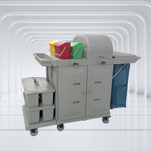 Xe đẩy vệ sinh đa năng C-5 bằng nhôm, xe đẩy dọn phòng, xe đẩy phục vụ khách sạn có xô đựng đồ vệ sinh - Product Image 2