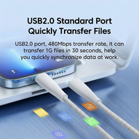 Cable Trenzado USB C a Lightning con Carga Rápida PD de 20W, Material TPE Ecológico, Cable de Sincronización Resistente para Teléfonos 8-14