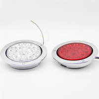 Feu arrière LED rond de 4 pouces, 21 LED, feux de freinage, feux de positionnement, clignotants, avec bordures chromées pour camion, remorque, camping-car, jeep, UTV