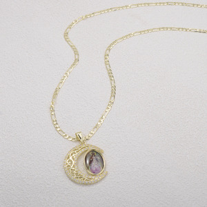 Nuevo Collar de Moda con Colgante de Luna de Cobre, Joyería Religiosa con Foto, Amuleto <span class=keywords><strong>del</strong></span> <span class=keywords><strong>Santo</strong></span> <span class=keywords><strong>Rosario</strong></span> de Fátima, Cadena Figaro de Guadalupe, Regalo - Product Image 4