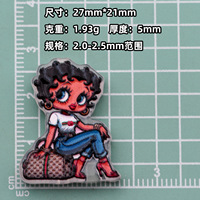 Accessoires de décoration vintage et tendance Betty Boop en acrylique : pendentif, breloque de sac, ornement, pince à cheveux, stylo à bille - Vente en gros