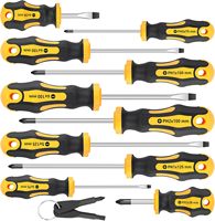 Lot de 12 tournevis magnétiques professionnels à poignée ergonomique (Phillips et plats) – Vente en gros