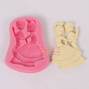 Alta calidad 3d chico chica muñeca silicona molde Fondant molde de la torta de la boda decoración molde de silicona Fondant - Product Image 1