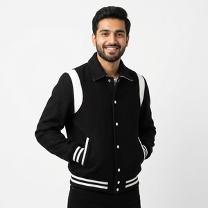 Blousons bombardiers de baseball universitaire unisexe pour enfants avec logo personnalisé blouson casual slim fit boutonné pour collège veste de baseball pour hommes - Product Image 1
