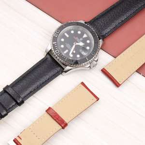 Bracelet de <span class=keywords><strong>montre</strong></span> classique en cuir véritable, grain de litchi, bracelet en cuir de vache souple avec fermoir papillon pour montres générales - Product Image 4