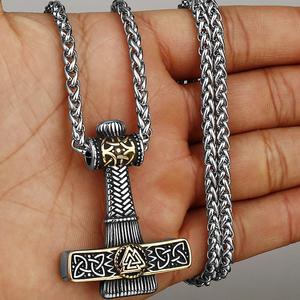 Collier Punk en acier inoxydable Viking Rune, plusieurs Styles, pendentif marteau <span class=keywords><strong>Thor</strong></span>, accessoires de bijoux pour hommes - Product Image 5