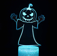 Lampe d'illusion 3D en acrylique pour la nuit d'Halloween, RGB 16 couleurs, télécommande tactile, USB, intensité réglable, décoration de maison, cadeau