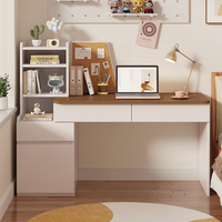 Bureau et étagère combinés en bois massif extensible, bureau et espace de travail écologique pour la maison et le bureau avec rangement multifonctionnel