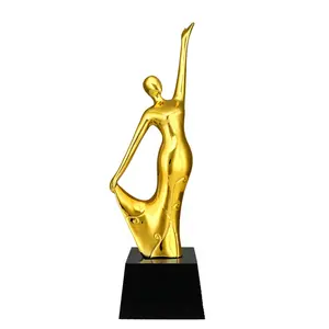 Trophée en cristal de haute qualité, personnalisé, concours de danse, statue d'oscar, trophée en résine plaquée or