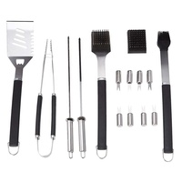Ensemble d'outils de barbecue 16 pièces avec poignées en PP, en acier inoxydable robuste, pour camping en extérieur, accessoires de grill pliables