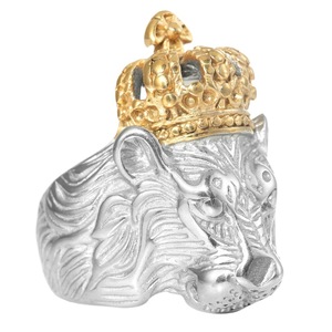 Anillo de Corona del Rey León de Yunnique, Anillo de Acero Inoxidable para Hombre, Joyería del Zodiaco Animal, Regalo, Tono Plateado y Dorado, Estilo Punk, Anillos de Moda - Product Image 5