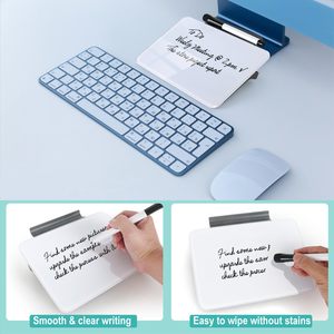 Small Desktop Whiteboard 8x6 Inch Glass Dry Erase <strong>Board</strong> with Stand Reusable Desk Memo Notice Notepad with Marker - Product Image 2