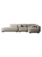 Canapé sectionnel convertible en tissu style Wabi Sabi, design double face, revêtement en coton et lin, grande combinaison modulable