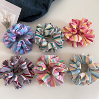 Yuxi Logo personnalisé grandes cravates élastiques à cheveux nouveauté chouchous à rayures multicolores pour femmes et filles en gros