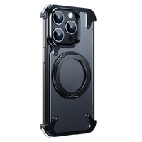Coque de téléphone portable antichoc à cadre en métal avec support de téléphone pour iPhone 15promax 15pro 15plus 15 14promax Charge magnétique Frost