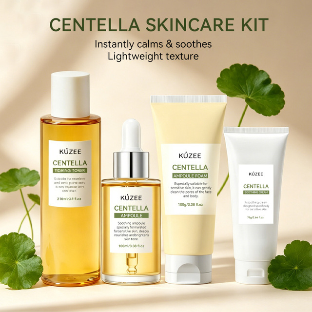 Factory Direct Wholesale Cica Repair Moisturizing Skincare Set Serum Toner Cream Facial Cleanser Custom Logo Skin Care