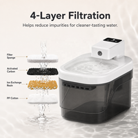 Fontaine à eau pour chat, détection de mouvement intelligente, fonctionnement silencieux, filtration, écran LCD, étanche, batterie rechargeable sans fil