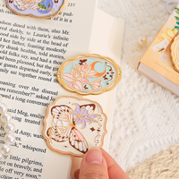 Marque-page portable en métal en forme de fleur 3D en relief personnalisé avec clip pour carnet