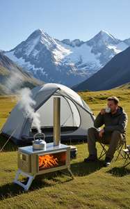 Estufa de Leña Plegable, Portátil, Ligera, Resistente al Viento, Manual, de Acero Inoxidable, Fácil de Limpiar, Estilo Europeo Simple, para Camping - Product Image 4