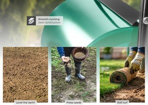 Rouleau de compactage réglable pour pelouse et sol, cylindre creux facile à remplir pour le compactage du gazon, pour niveler la terre et presser les graines - Product Image 6