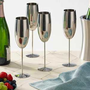 Preço de fábrica 250ml Vidro De Vinho Tinto Aço Inoxidável Antique champagne Flautas De Vidro Copo De Flauta Cálices Ativos - Product Image 3