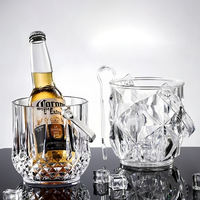 Seau à glace moderne de luxe en verre cristallin transparent, écologique et réutilisable pour bar KTV, fête, vin et bière