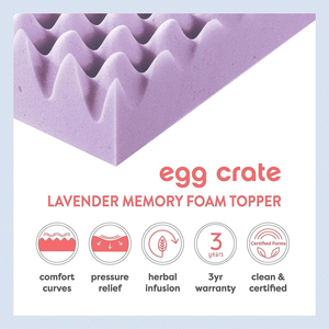 Harga terbaik kasur 3 Inch kandang telur Busa memori MattressTopper dengan penyejuk <span class=keywords><strong>Lavender</strong></span> infusi, certimur-Bersertifikat US - Product Image 5