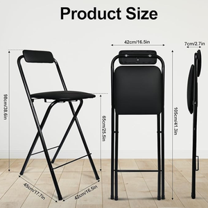 Tabouret pliant Portable comptoir tabouret <span class=keywords><strong>de</strong></span> <span class=keywords><strong>bar</strong></span> <span class=keywords><strong>chaise</strong></span> avec dossier haute <span class=keywords><strong>chaise</strong></span> en cuir pliable pour cuisine boutique café guitare musique - Product Image 2