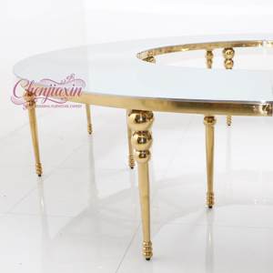 Sedie a Serpentina e Tavoli da Matrimonio Rotondi di Lusso in <span class=keywords><strong>Vetro</strong></span> Bianco Personalizzati all'Ingrosso per Hotel ed Eventi - Product Image 1