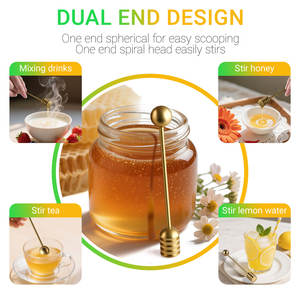 Bâtonnets à miel personnalisés en acier inoxydable 304, cuillère à miel et sirop, mini cuillère à mélanger, outil de mélange pour pot de miel - Product Image 4