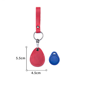 Cross-border PU leather teardrop-shaped access <b>card</b> <b>holder</b>/keychain, mini coin <b>holder</b>/<b>card</b> <b>holder</b>/<b>card</b> sleeve in macaron colors - Product Image 5