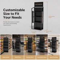 Exhibidor Moderno de 4 Estantes para Comercios, Soporte de Exhibición Metálico, Tamaño Personalizado, Logotipo Personalizado, Negro, Rojo, Amarillo, Exhibición para Tiendas
