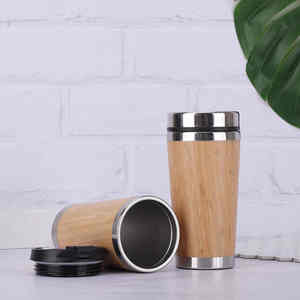 Fournisseur Direct du Fabricant - Nouveaux Gobelets en Acier Inoxydable et Bambou Portables, Étanches, Écologiques, Design Moderne, pour la Maison et le Bureau - Product Image 2