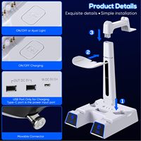 Support de charge double pour manettes VR2 RGB pour PS5 et accessoires Playstation VR2 avec connecteur magnétique et adaptateur secteur