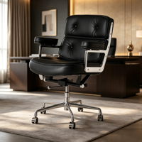 Fauteuil pivotant d'appoint en cuir moderne, réglable en aluminium, pour bureau, école ou maison