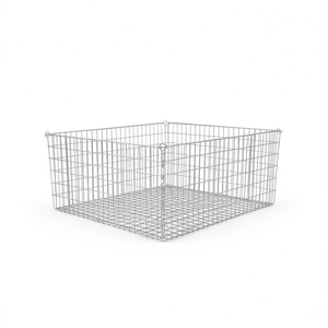 Cesto Gabion in Ferro Zincato Argento 50x40x30cm, Cesto Portaoggetti in Metallo Resistente per Cucina Stile Industriale - Product Image 1