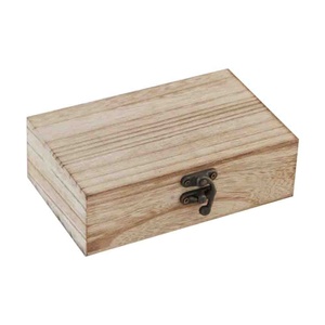 Caja de madera pequeña con bisagras para embalaje de té, pequeña y rústica, caja de baratijas de madera - Product Image 1