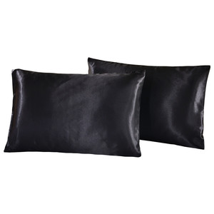 Ensembles de literie en soie Satin <span class=keywords><strong>noir</strong></span> de luxe King Size 4pc draps en microfibre avec motif solide pour hôtels usage domestique en gros - Product Image 5