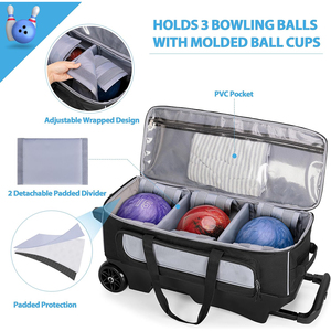 Vente en gros, grand <span class=keywords><strong>sac</strong></span> de <span class=keywords><strong>sport</strong></span>, poignée rétractable, 3 boules, rouleau, <span class=keywords><strong>bowling</strong></span>, bouton verrouillable, doublure en polyester, <span class=keywords><strong>sac</strong></span> de <span class=keywords><strong>sport</strong></span> géométrique - Product Image 4