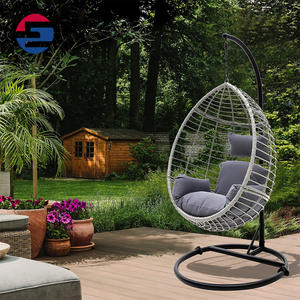 Muebles de Exterior de Diseño Moderno, Silla Colgante de Mimbre en Forma de Huevo para Jardín, Parque, Balcón, <span class=keywords><strong>Terraza</strong></span>, <span class=keywords><strong>Asiento</strong></span> Individual - Product Image 2