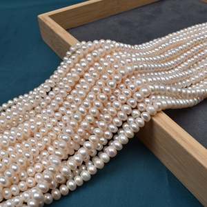 Perles d'eau douce naturelles blanches WENCHI 1208 de 6 mm, 36 cm, perles en vrac, accessoires faits à la main, matières premières pour le bricolage - Product Image 4