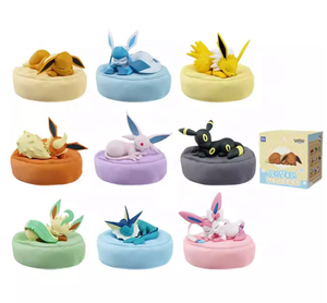100% Original, <span class=keywords><strong>Anime</strong></span> Japonés, 9 Piezas/Caja, Pokemoned, Serie Eevee Durmiendo, Caja Misteriosa, Figuras de Acción de PVC, Mini Juguetes Decorativos - Product Image 1