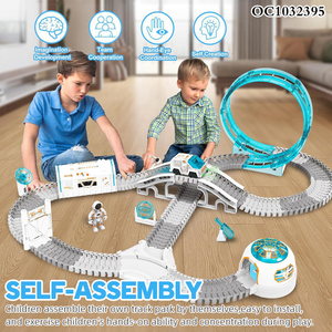 205pcs Electric Flexible Plastic Space Rail <strong>Building</strong> <strong>Blocks</strong> <strong>Track</strong> Parking Set Toy Car - Product Image 3